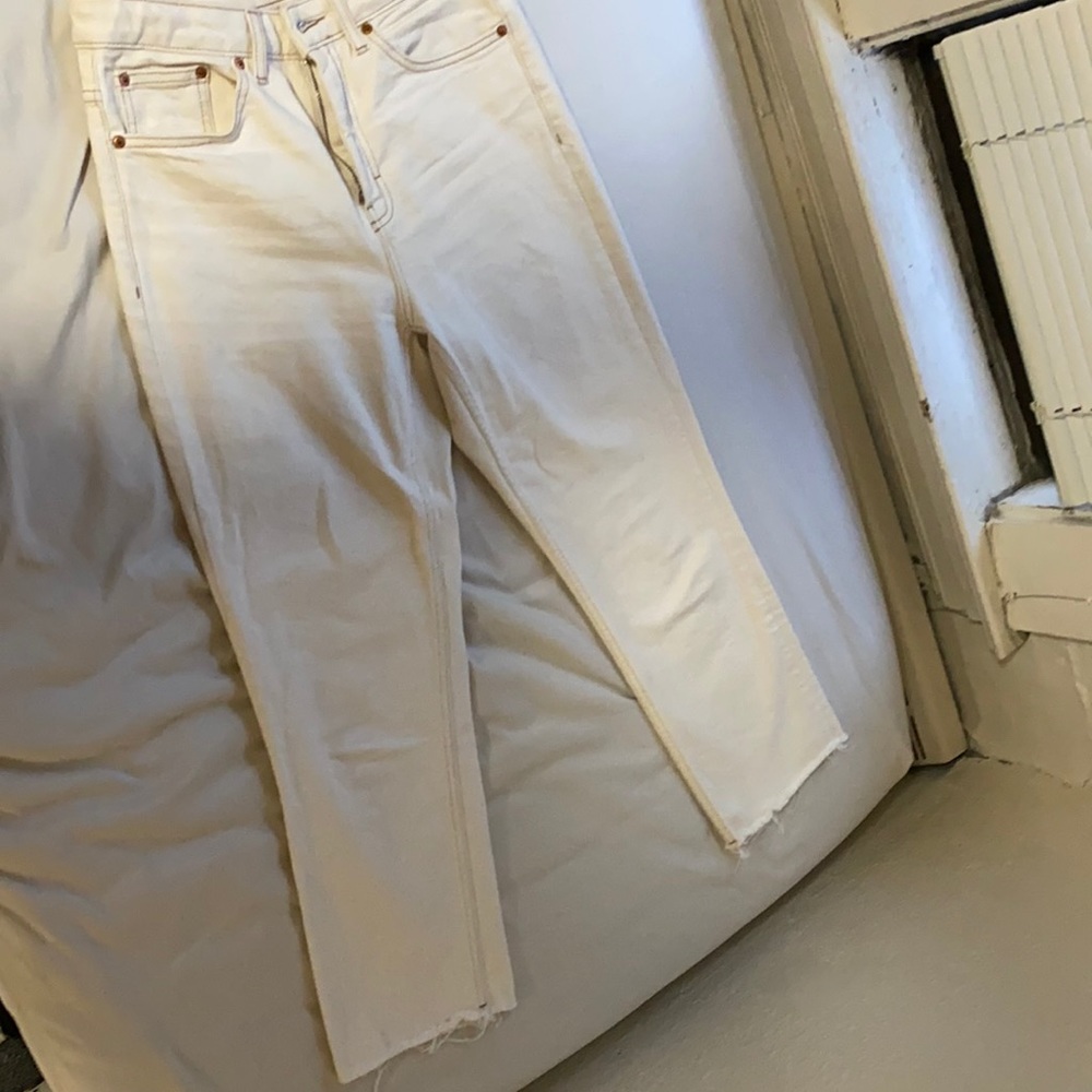 top shop cream cropped jeans